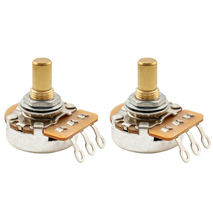 musiclily pro hd a250k full brass metric solid short shaft pot audio taper potentiometer for electric guitar bass mx2508, 2 pcs