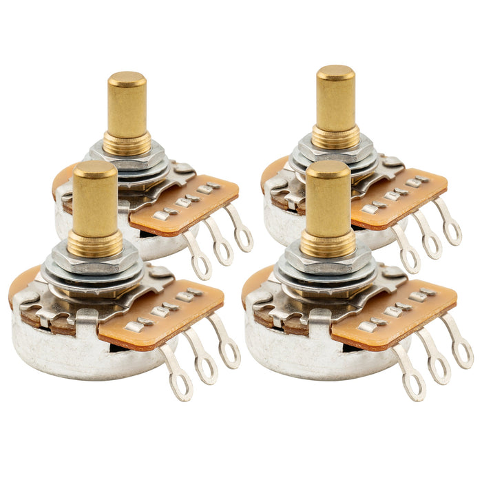 musiclily pro hd a250k full brass metric solid short shaft pot audio taper potentiometer for electric guitar bass mx2508, 4 pcs