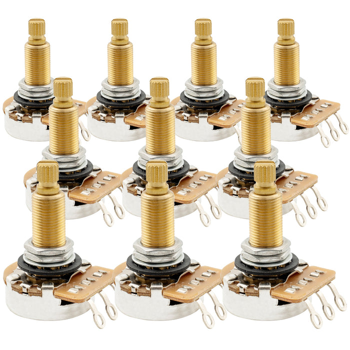 Musiclily Pro HD A1M Pots Latão Métrico Dividido Eixo Longo 19mm Potenciômetros de Atenuação de Áudio para Guitarra Elétrica Baixo (Conjunto de 10)