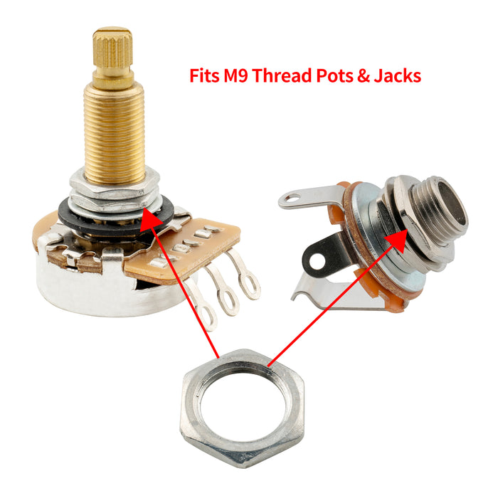 Application of musiclily pro m9 pots mounting hex nuts flat washers set for metric potentiometers and output jack sockets mx2514 10p