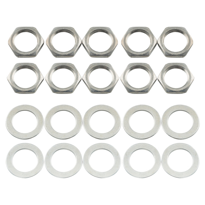 musiclily pro m9 pots mounting hex nuts flat washers set for metric potentiometers and output jack sockets mx2514 10p, 10 pcs