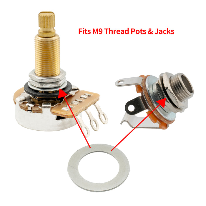 Application of musiclily pro m9 pots mounting hex nuts flat washers set for metric potentiometers and output jack sockets mx2514 10p