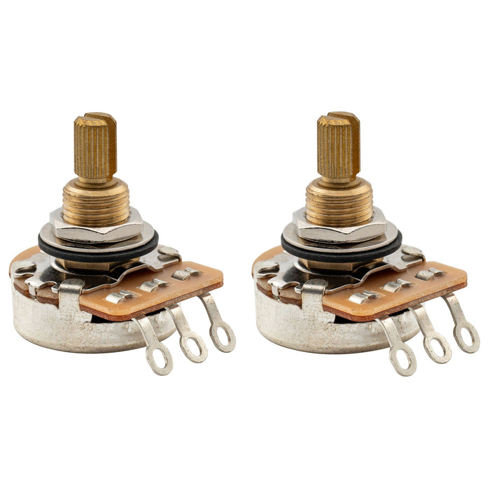 Musiclily Pro HD A250K+B250K Pots Brass Standard Split Shaft 3/8 Inch Audio Linear Taper Potentiometers for ST Tele Mustang Ibanez Style Electric Guitar Bass (Set of 1A1B)