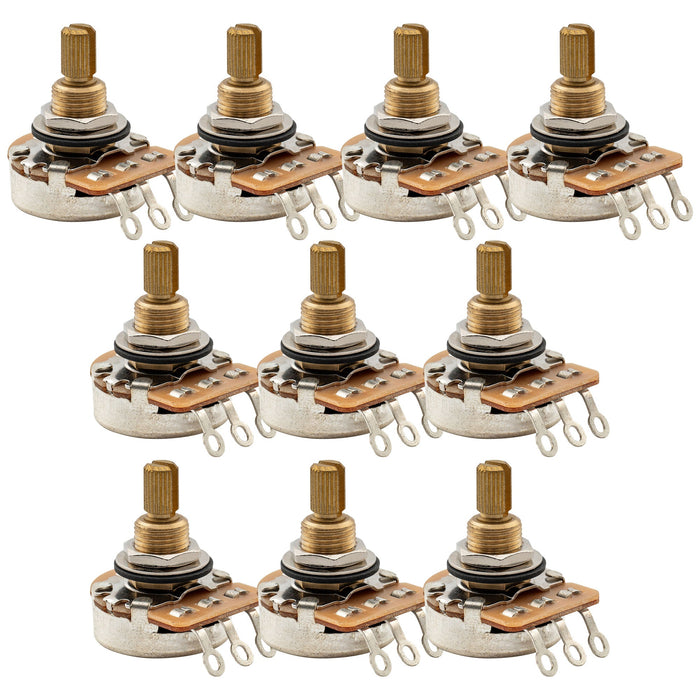 Musiclily Pro HD B250K Pots Brass Standard Split Shaft 3/8 Inch Linear Taper Potentiometers for Electric Guitar Bass (Set of 10)