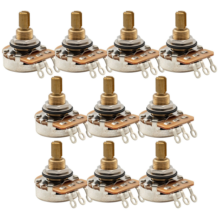 Musiclily Pro HD A500K Pots Brass Standard Split Shaft 3/8 Inch Audio Taper Potentiometers for Electric Guitar Bass (Set of 10)