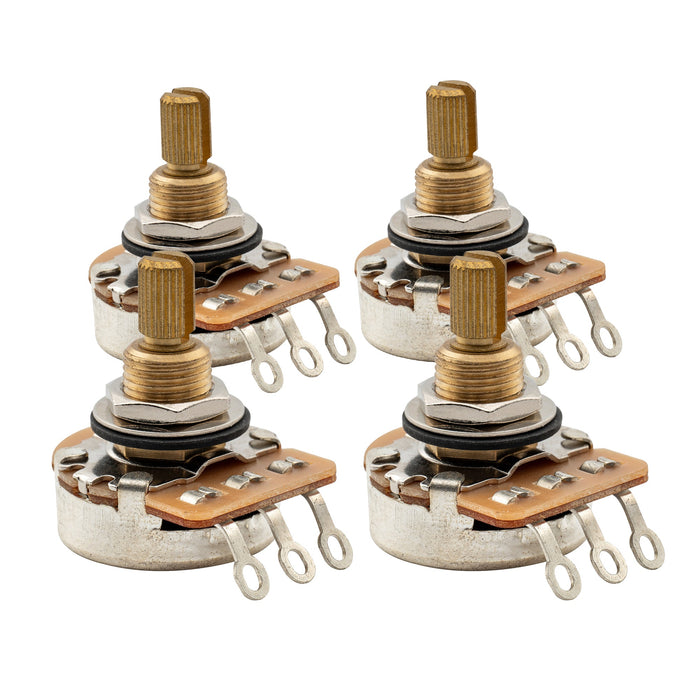 musiclily pro hd a500k full brass inch size fine 24 spline split shaft pot audio taper potentiometer for electric guitar bass mx2518, 4 pcs