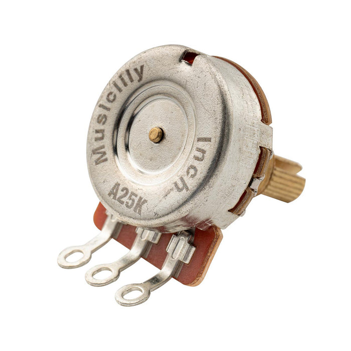 Musiclily Pro HD A25K Pots Messing Standard Split Shaft 3/8 Zoll Audio Drehpotentiometer für aktive Tonabnehmer E-Gitarre Bass (Set von 4)