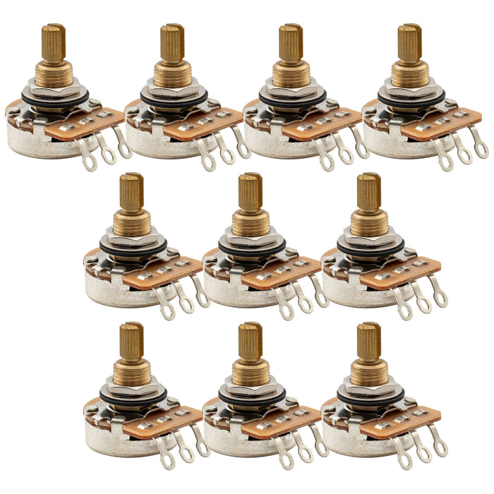 Musiclily Pro HD B25K Pots Brass Standard Split Shaft 3/8 Inch Linear Taper Potentiometers for Active Pickups Electric Guitar Bass (Set of 10)