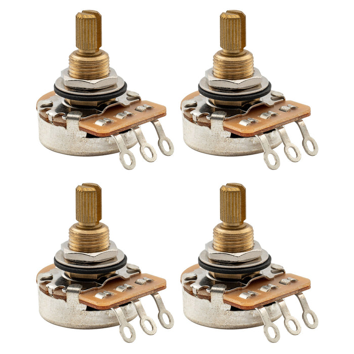 Musiclily Pro HD B25K Pots Brass Standard Split Shaft 3/8 Inch Linear Taper Potentiometers for Active Pickups Electric Guitar Bass (Set of 4)