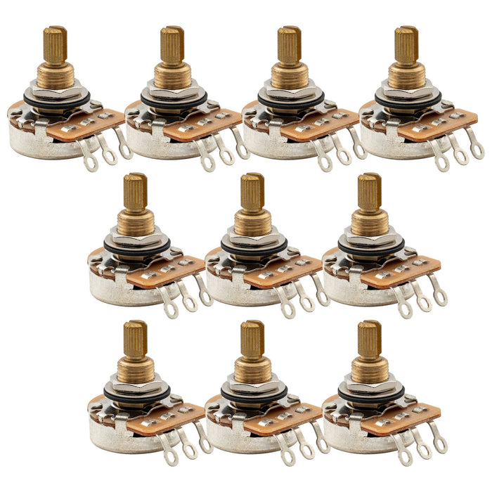 Musiclily Pro HD A1M Pots Latão Standard Split Shaft 3/8 Polegada Audio Taper Potenciômetros para Guitarra Elétrica Baixo (Conjunto de 10)