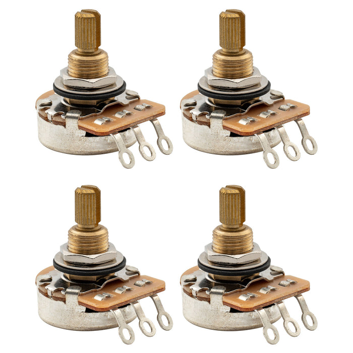 Musiclily Pro HD A1M Pots Brass Standard Split Shaft 3/8 Inch Audio Taper Potentiometers for LP/SG/Offset Style Electric Guitar Bass (Set of 4)