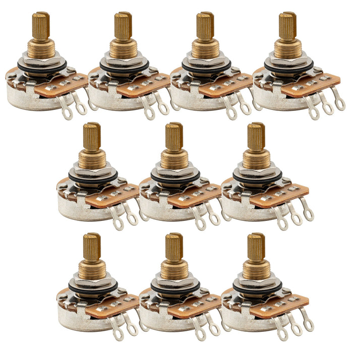 Musiclily Pro HD B1M Pots Brass Standard Split Shaft 3/8 Inch Linear Taper Potentiometers for Electric Guitar Bass (Set of 10)