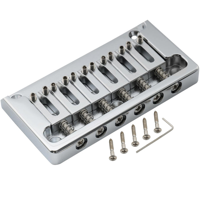 musiclily ultra full solid brass 52 5mm2 1 16 inch string spacing non tremolo hardtail bridge for 6 string strat tele style electric guitar mx2548p, chrome