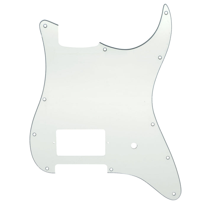 musiclily pro 11 holes single covered humbucker and pot slot guitar pickguard for usa mexico fender tom delonge strat style electric guitar mx2551p, aged white