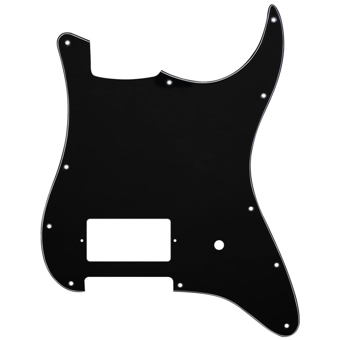musiclily pro 11 holes single covered humbucker and pot slot guitar pickguard for usa mexico fender tom delonge strat style electric guitar mx2551p, black