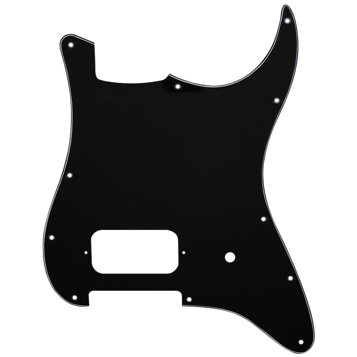 musiclily pro 11 holes single covered humbucker and pot slot guitar pickguard for usa mexico fender tom delonge strat style electric guitar mx2551p, black