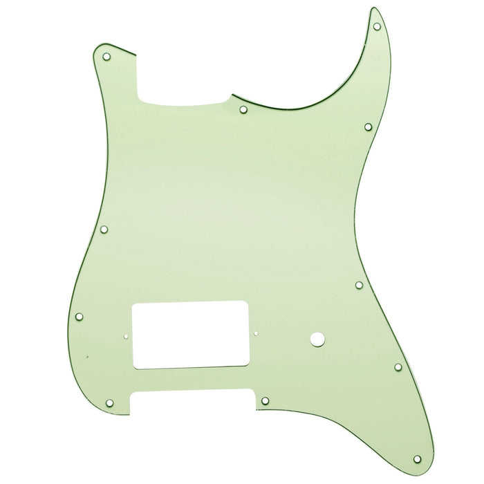 musiclily pro 11 holes single covered humbucker and pot slot guitar pickguard for usa mexico fender tom delonge strat style electric guitar mx2551p, mint green