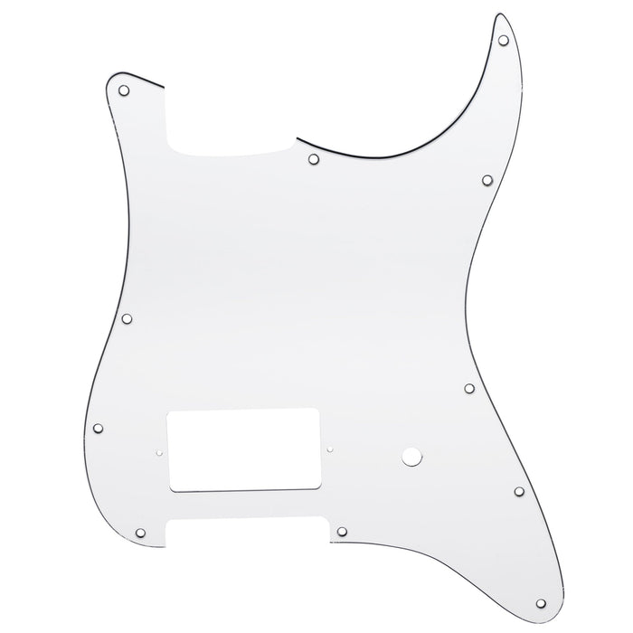 musiclily pro 11 holes single covered humbucker and pot slot guitar pickguard for usa mexico fender tom delonge strat style electric guitar mx2551p, white