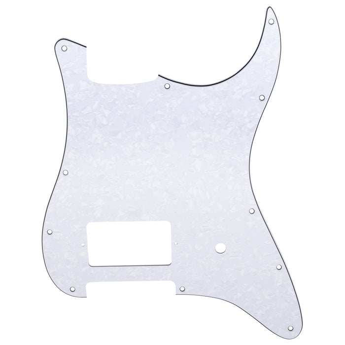 musiclily pro 11 holes single covered humbucker and pot slot guitar pickguard for usa mexico fender tom delonge strat style electric guitar mx2551p, white pearl