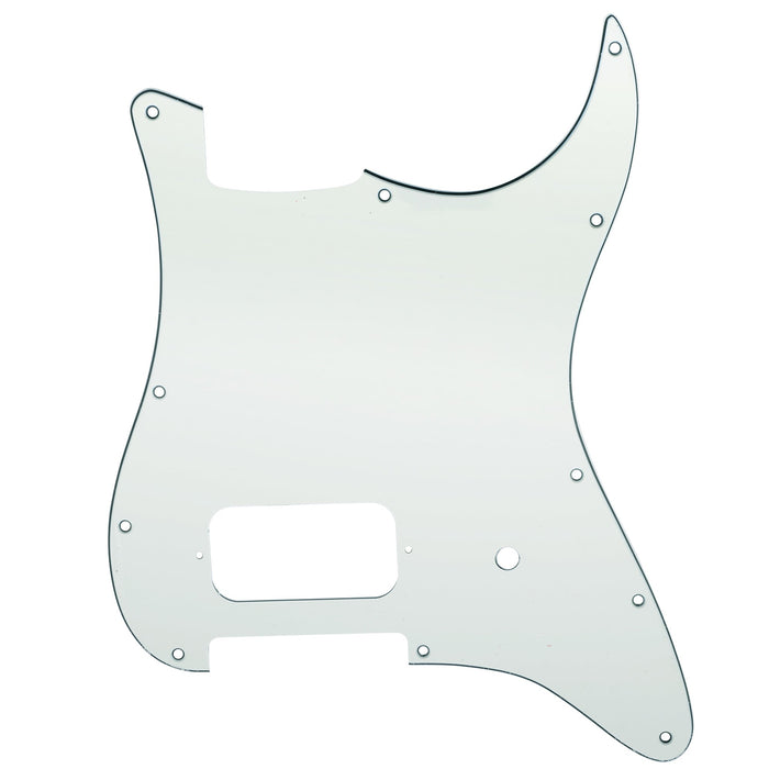 musiclily pro 11 holes single uncovered humbucker and pot slot guitar pickguard for usa mexico fender tom delonge strat style electric guitar mx2552p, aged white