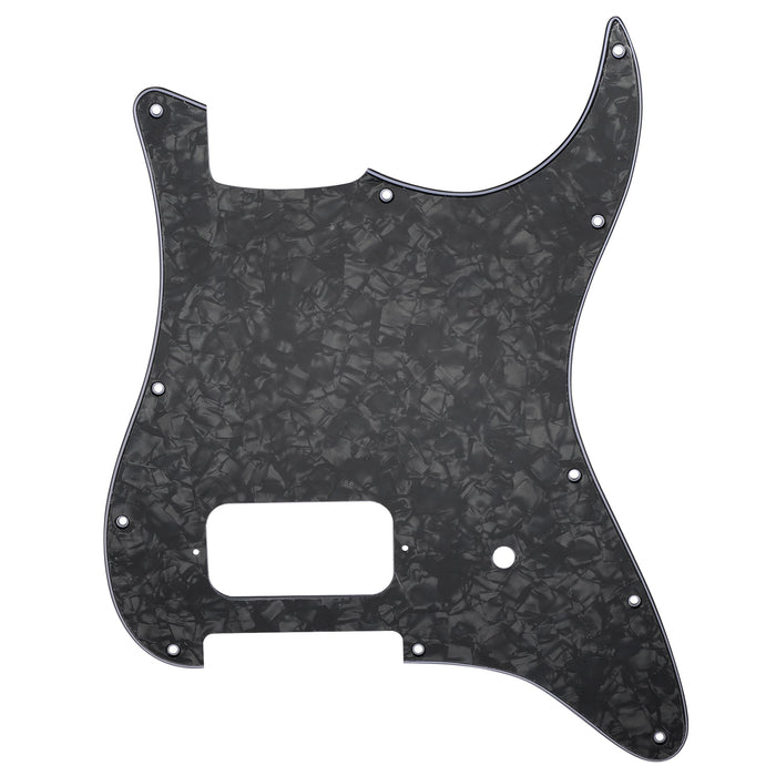 musiclily pro 11 holes single uncovered humbucker and pot slot guitar pickguard for usa mexico fender tom delonge strat style electric guitar mx2552p, black pearl