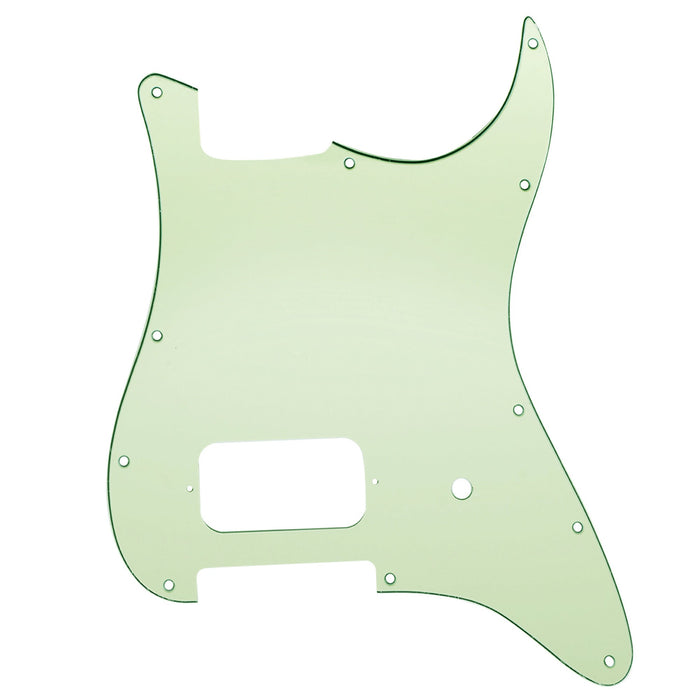 musiclily pro 11 holes single uncovered humbucker and pot slot guitar pickguard for usa mexico fender tom delonge strat style electric guitar mx2552p, mint green