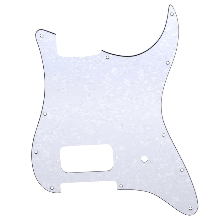 musiclily pro 11 holes single uncovered humbucker and pot slot guitar pickguard for usa mexico fender tom delonge strat style electric guitar mx2552p, white pearl