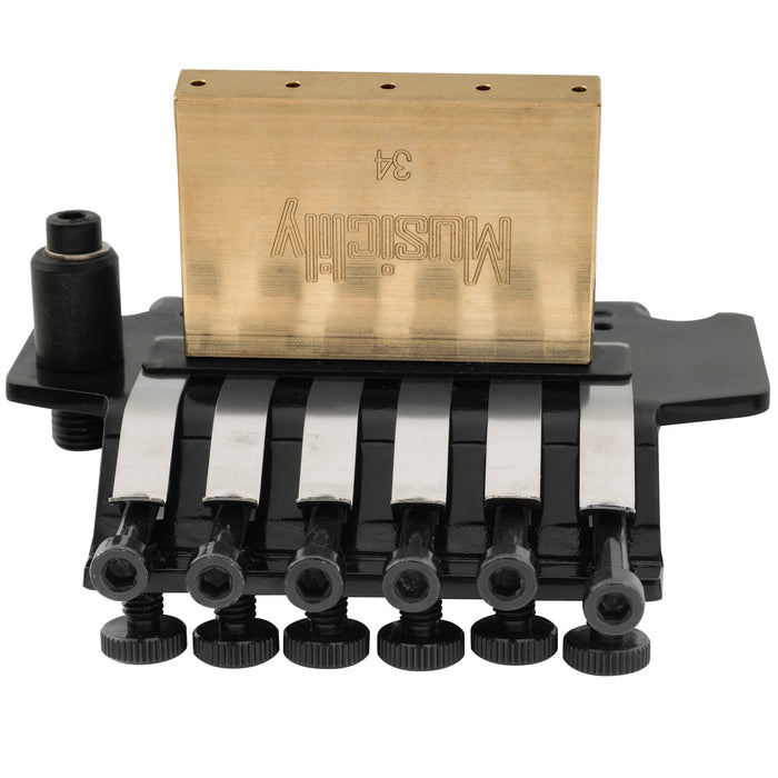 details of musiclily pro bl001 54mm 2 1 8 inch string spacing double locking tremolo bridge with 34mm full solid brass block for fr style electric guitar mx2570p