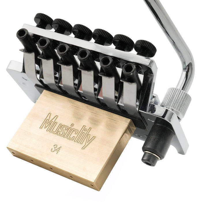 Musiclily Pro BL002 54 mm (2-1/8 Zoll) Saumessung Doppelt verriegelnde Tremolo-Brücke mit 34 mm vollem Messingblock für FR-Stil-E-Gitarre