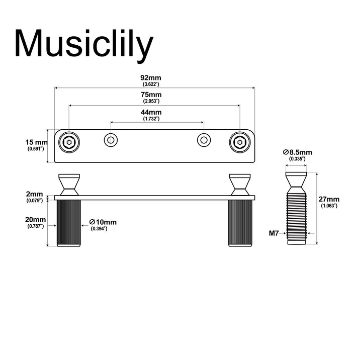 Support de montage des ancres et entretoises Musiclily Pro M7 avec bague de 10 mm pour système de pont à vibrato double verrouillage FR de guitare électrique