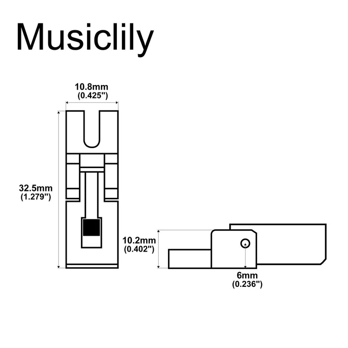 Dimensions of musiclily pro individual 10 8mm tall saddle guitar dg 3rd 4th string saddle for floyd rose original special locking tremolo bridge mx2583p