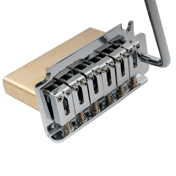 Musiclily Pro 10.5mmピッチ モダンなサドル 2点支持 トレモロユニット ブリッジ 高さ40mmの真鍮ブロック Squier Stratエレキギター用 ブラック