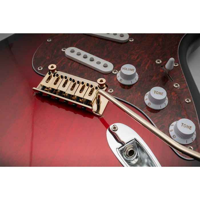 Musiclily Pro 10.5mmピッチ モダンなサドル 2点支持 トレモロユニット ブリッジ 高さ40mmの真鍮ブロック Squier Stratエレキギター用 ブラック