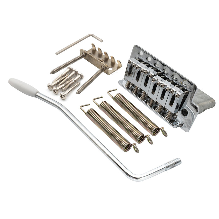 musiclily pro 52 5mm 6 screw modern style saddles guitar tremolo bridge with 36mm short block for squier strat style electric guitar mx2589p, chrome