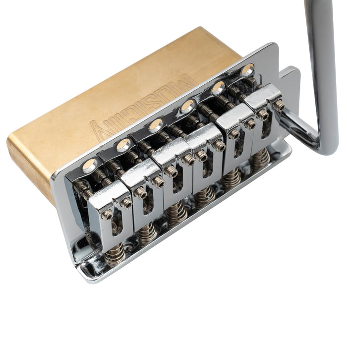 Puente de trémolo Musiclily Pro de 52,5 mm con 6 tornillos de estilo moderno y bloque de latón macizo de 36 mm para guitarra eléctrica Squier Strat.