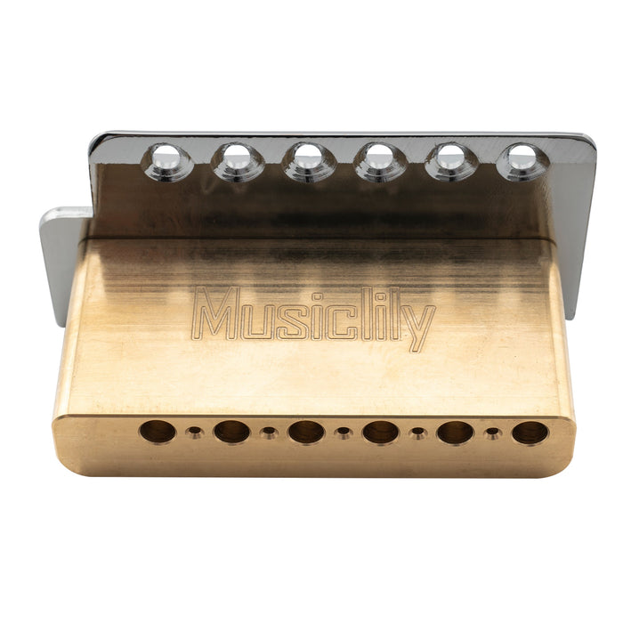 Puente de trémolo Musiclily Pro de 52,5 mm con 6 tornillos de estilo moderno y bloque de latón macizo de 36 mm para guitarra eléctrica Squier Strat.