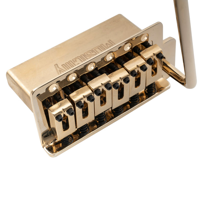 Puente de trémolo Musiclily Pro de 52,5 mm con 6 tornillos de estilo moderno y bloque de latón macizo de 36 mm para guitarra eléctrica Squier Strat.