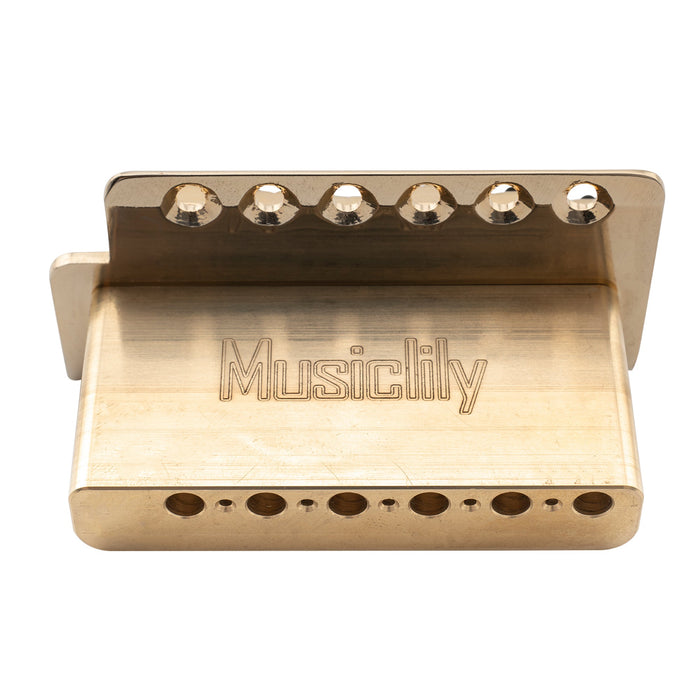 Puente de trémolo Musiclily Pro de 52,5 mm con 6 tornillos de estilo moderno y bloque de latón macizo de 36 mm para guitarra eléctrica Squier Strat.