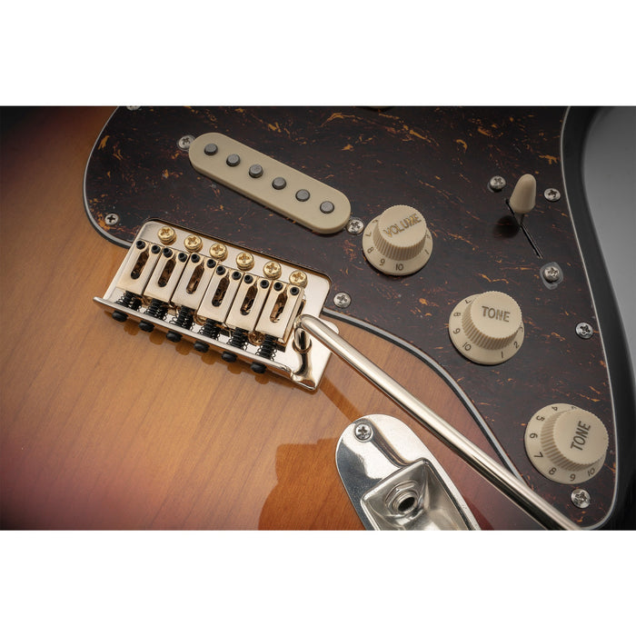 Musiclily Pro 10.5mmピッチ モダンなサドル 6点支持 トレモロユニット ブリッジ 高さ40mm真鍮ブロックSquier Stratエレキギター用 ブラック