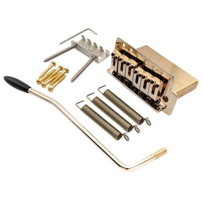 musiclily pro 52 5mm 6 screw modern style saddles guitar tremolo bridge with 40mm brass block for squier strat style electric guitar mx2591p, gold