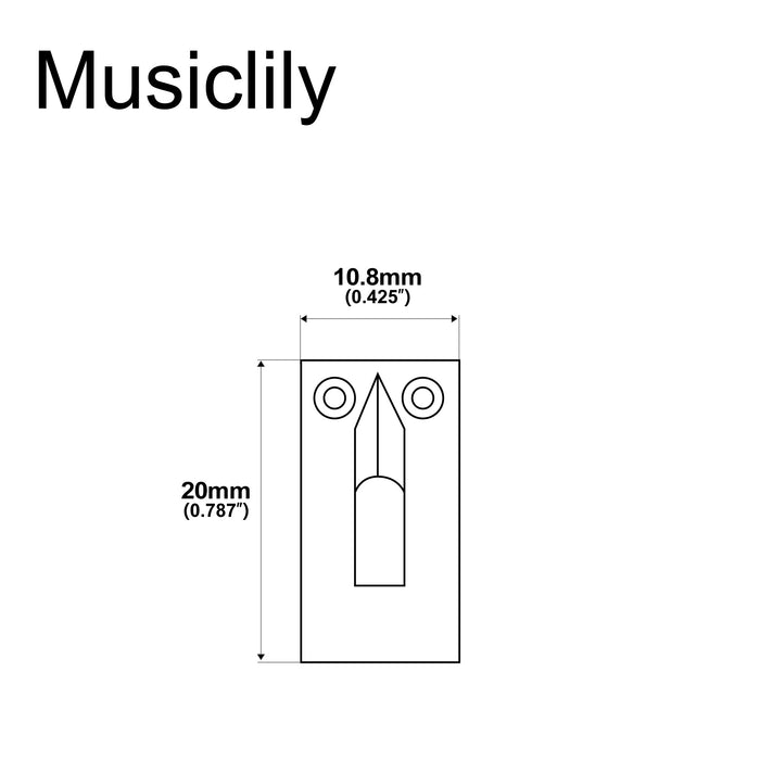 Dimensions of musiclily pro 10 8mm modern style rectangle zinc alloy saddles for imported strat tele style electric guitar mx2596 6p