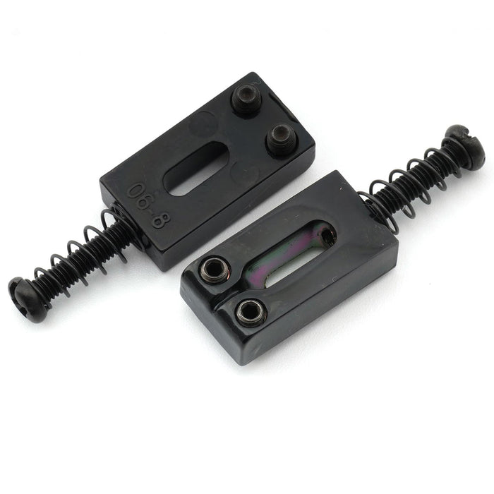 detail of musiclily pro 10 8mm modern style rectangle zinc alloy saddles for imported strat tele style electric guitar mx2596 6p