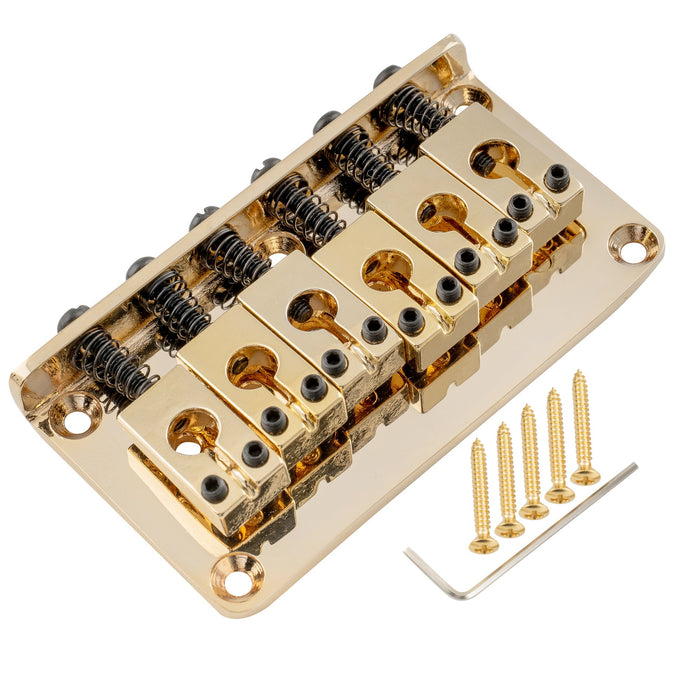 musiclily pro 52 5mm2 1 16 inch string spacing prs style saddle hardtail fixed bridge non tremolo bridge for strat tele style electric guitar mx2602p, gold