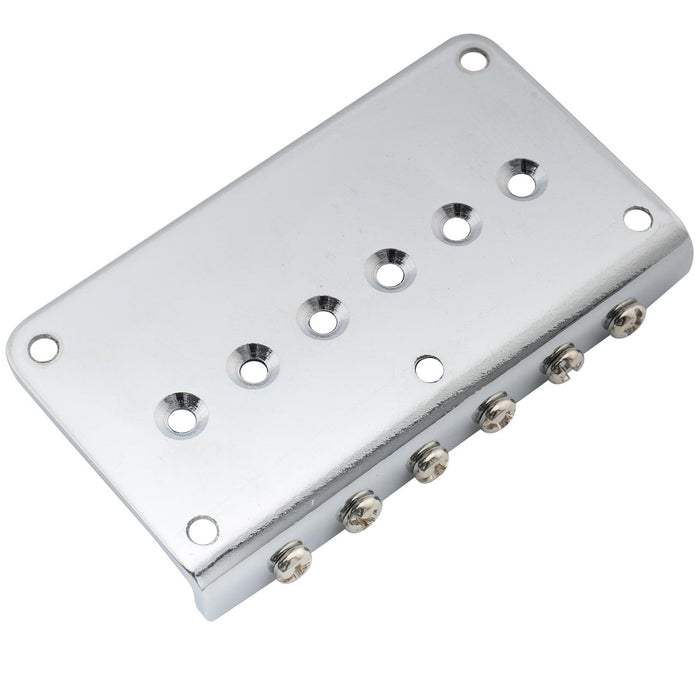 musiclily pro 52 5mm2 1 16 inch modern hardtail fixed bridge for strat tele style electric guitar mx2603p, chrome