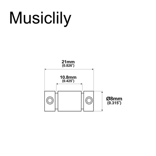 Dimensions of musiclily pro 21mm standard barrel steel saddle for fender squier tele style electric guitar mx2614 3p