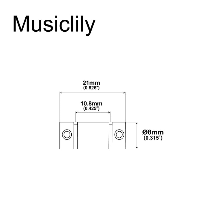 Dimensions of musiclily pro 21mm standard barrel steel saddle for fender squier tele style electric guitar mx2614 3p