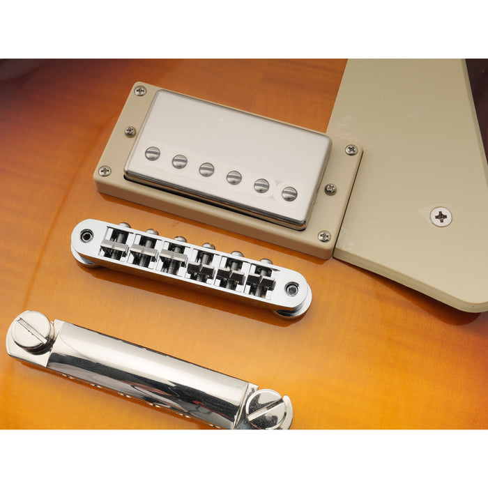 musiclily pro 52mm string spacing abr 1 tune o matic bridge wide body lp bridge for epiphone lp sg style electric guitar mx2616p, chrome