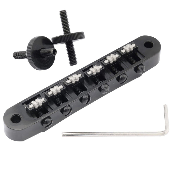 Part of musiclily pro 10 4mm roller saddle bridge abr tune o matic bridge with m4 post for lp style electric guitar mx2617p
