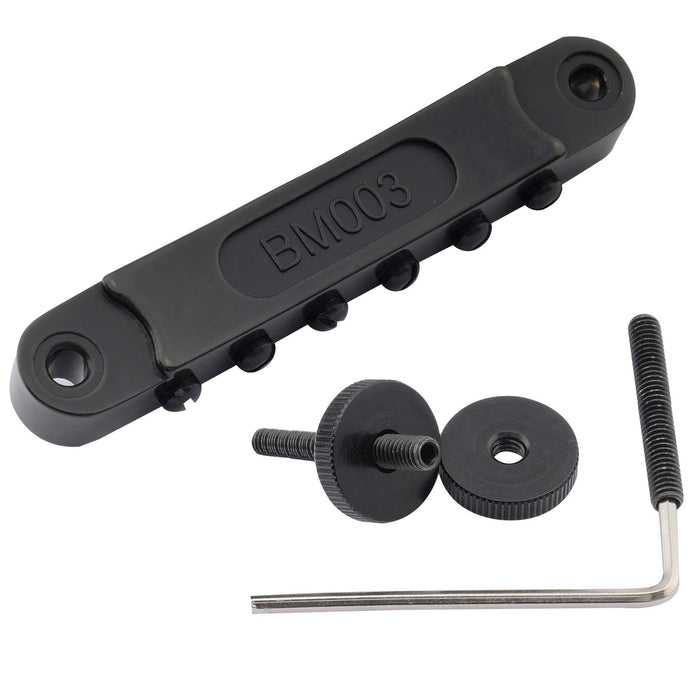 detail of musiclily pro 10 4mm roller saddle bridge abr tune o matic bridge with m4 post for lp style electric guitar mx2617p