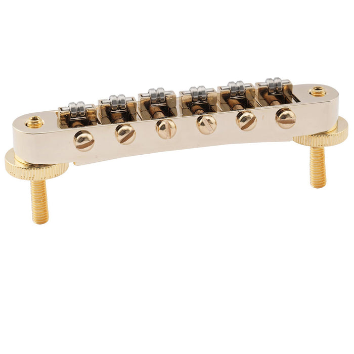 musiclily pro 10 4mm roller saddle bridge abr tune o matic bridge with m4 post for lp style electric guitar mx2617p, gold